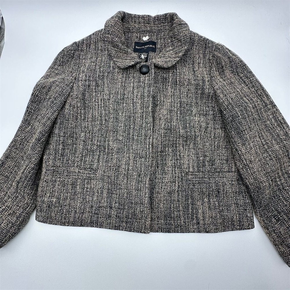 Banana Republic Women's Brown Tweed Knit Cropped Jacket Size 6
